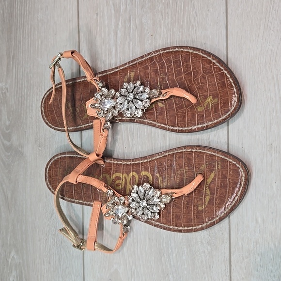 Sam Edelman Womens Grayson T strap Reisterstone Leather Sandals Flats shoes sz 7 - Picture 3 of 14